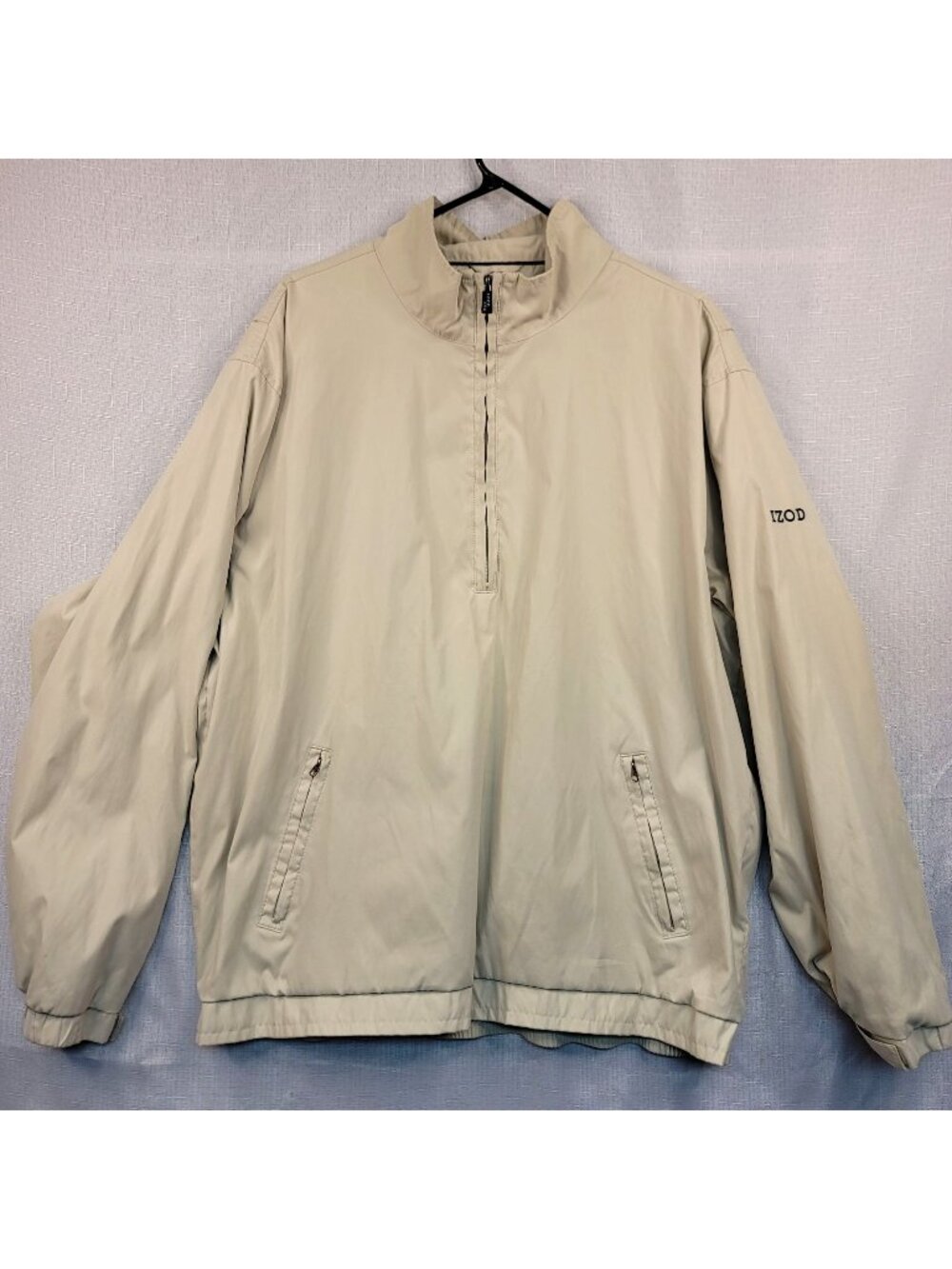 Izod XFG 1/4 Zip Mens Pullover Jacket XL Beige Lightweight Athletic Gorpcore Gol